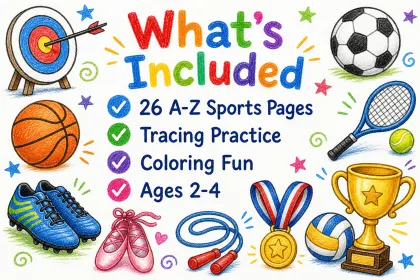 Sports Alphabet Coloring Book for Toddlers printable page preview 1