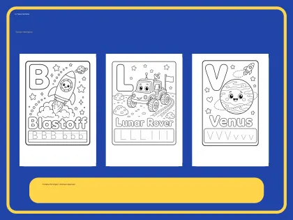 Space Alphabet Coloring Book for Toddlers printable page preview 5