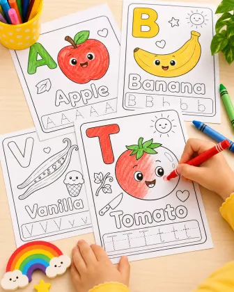 Food Alphabet Coloring Book for Toddlers printable page preview 2