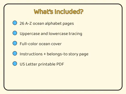 Ocean Alphabet Coloring Book for Toddlers printable page preview 2