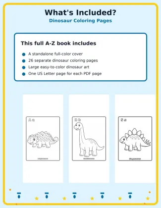 Dinosaur Coloring Pages A-Z for Toddlers printable page preview 1