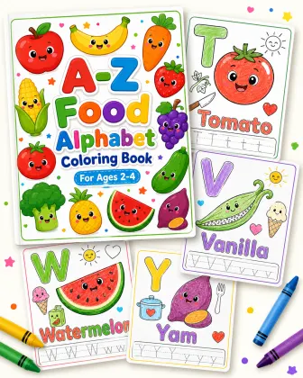 Food Alphabet Coloring Book for Toddlers printable page preview 1