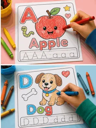 Toddler Alphabet Coloring Book PDF printable page preview 4
