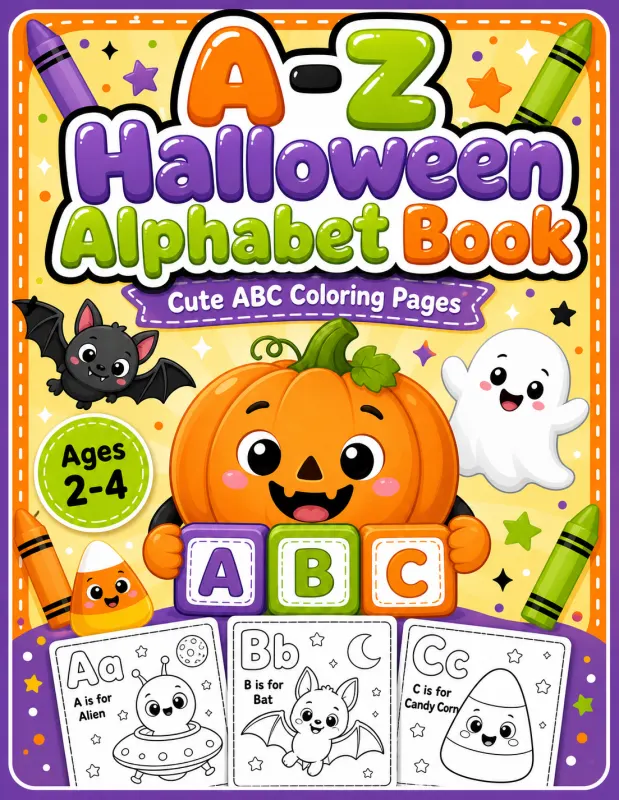 Halloween Alphabet Coloring Book for Toddlers printable coloring book cover