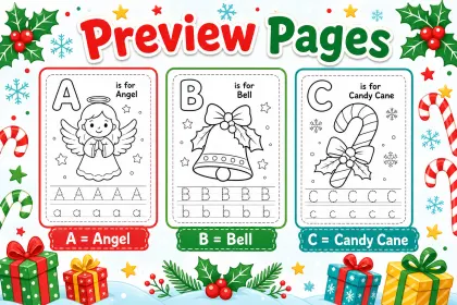 Christmas Alphabet Coloring Book for Toddlers printable page preview 3