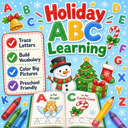Christmas Alphabet Coloring Book for Toddlers printable page preview 2