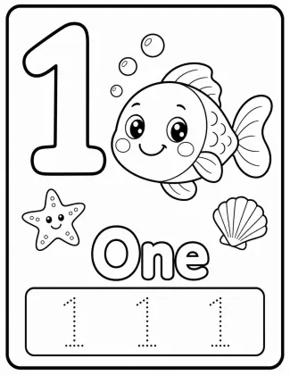 Free Counting Ocean Animals Sample — Numbers 1, 2, 3 for Toddlers printable page preview 1
