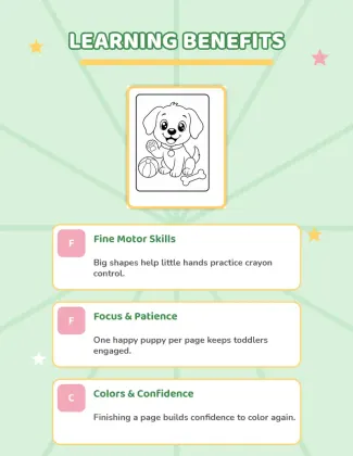 Dog Coloring Book for Toddlers Ages 2-4 | Puppy Coloring Pages printable page preview 1