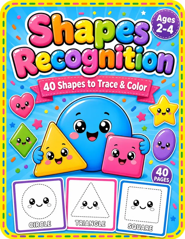 My First Shapes Book for Toddlers Ages 2-4 | 40 Trace & Color Pages printable coloring book cover