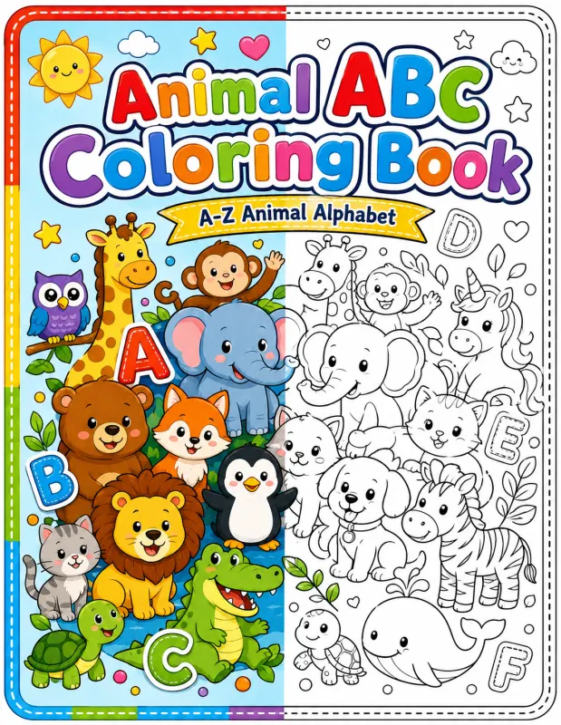 Animal ABC Coloring Book for Toddlers printable coloring book cover