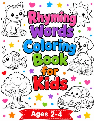 Rhyming Words Coloring Book for Kids — 20 Rhyming Pairs Printable PDF printable page preview 1