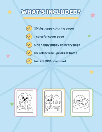 Dog Coloring Book for Toddlers Ages 2-4 | Puppy Coloring Pages printable page preview 2