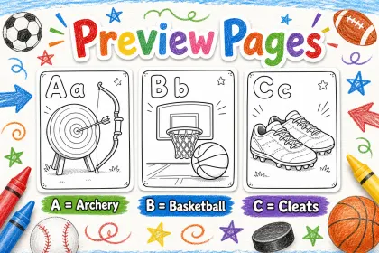 Sports Alphabet Coloring Book for Toddlers printable page preview 3