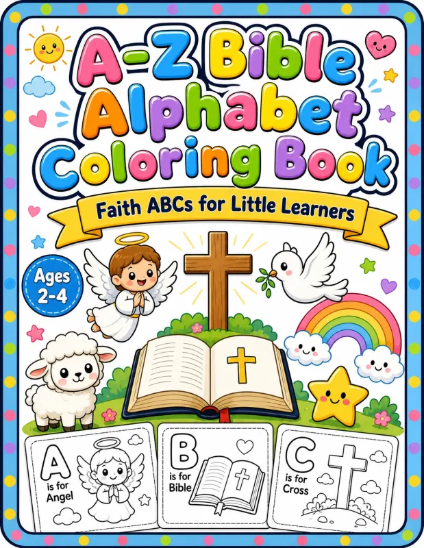 Bible Alphabet Coloring Book for Toddlers printable coloring book cover